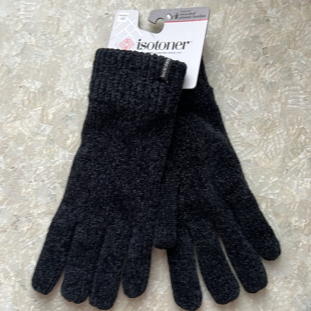 Isotoner Black Knit Hat and Gloves Set - Picture 6 of 6